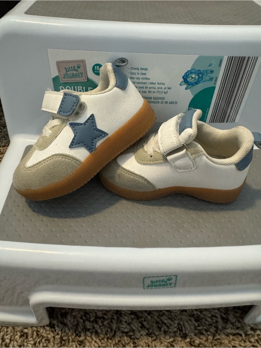 Kids Casual Star Sneakers - White and Blue